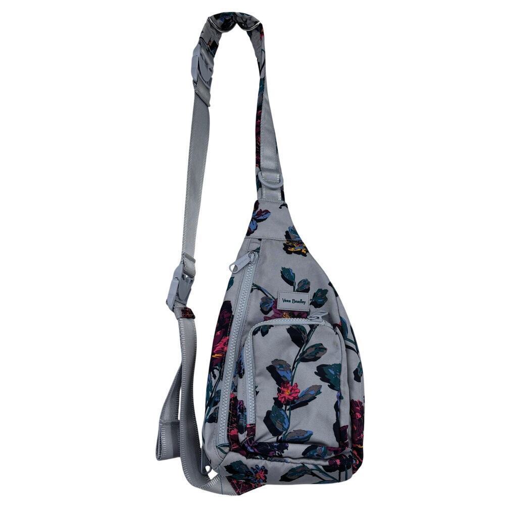 Vera‎ Bradley ReActive Sling Backpack Bag Blue Spring Ivy Floral Pattern